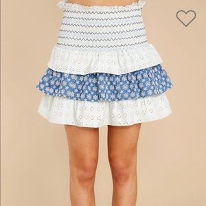 Waiting For You Navy And Sage Eyelet Skirt. Never worn. Size M